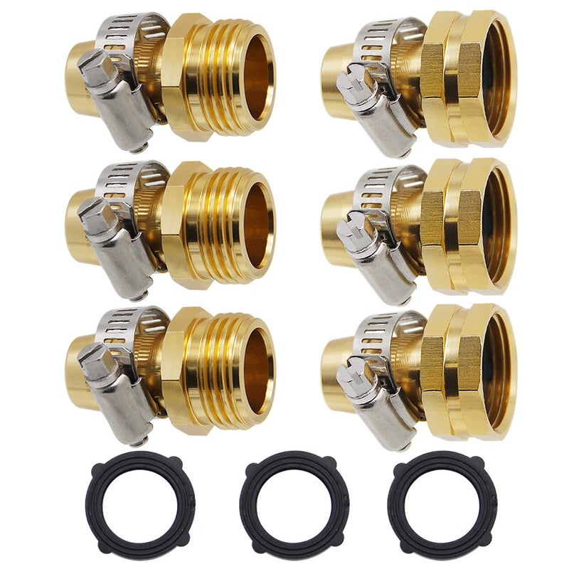 Lifynste Garden Hose Repair Connector with Clamps, Male and Female Garden Hose Fitting, 3 Set - Image 1